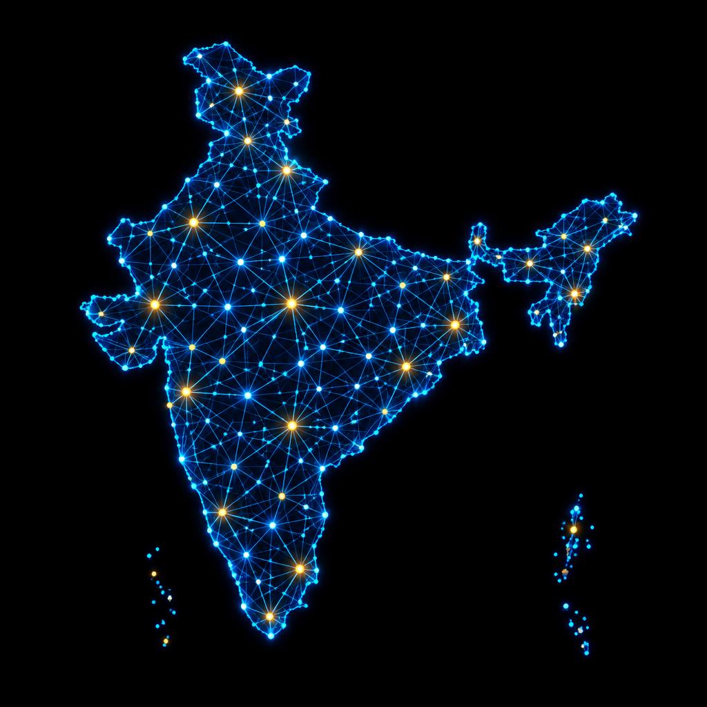 Network map of India showing nationwide delivery
